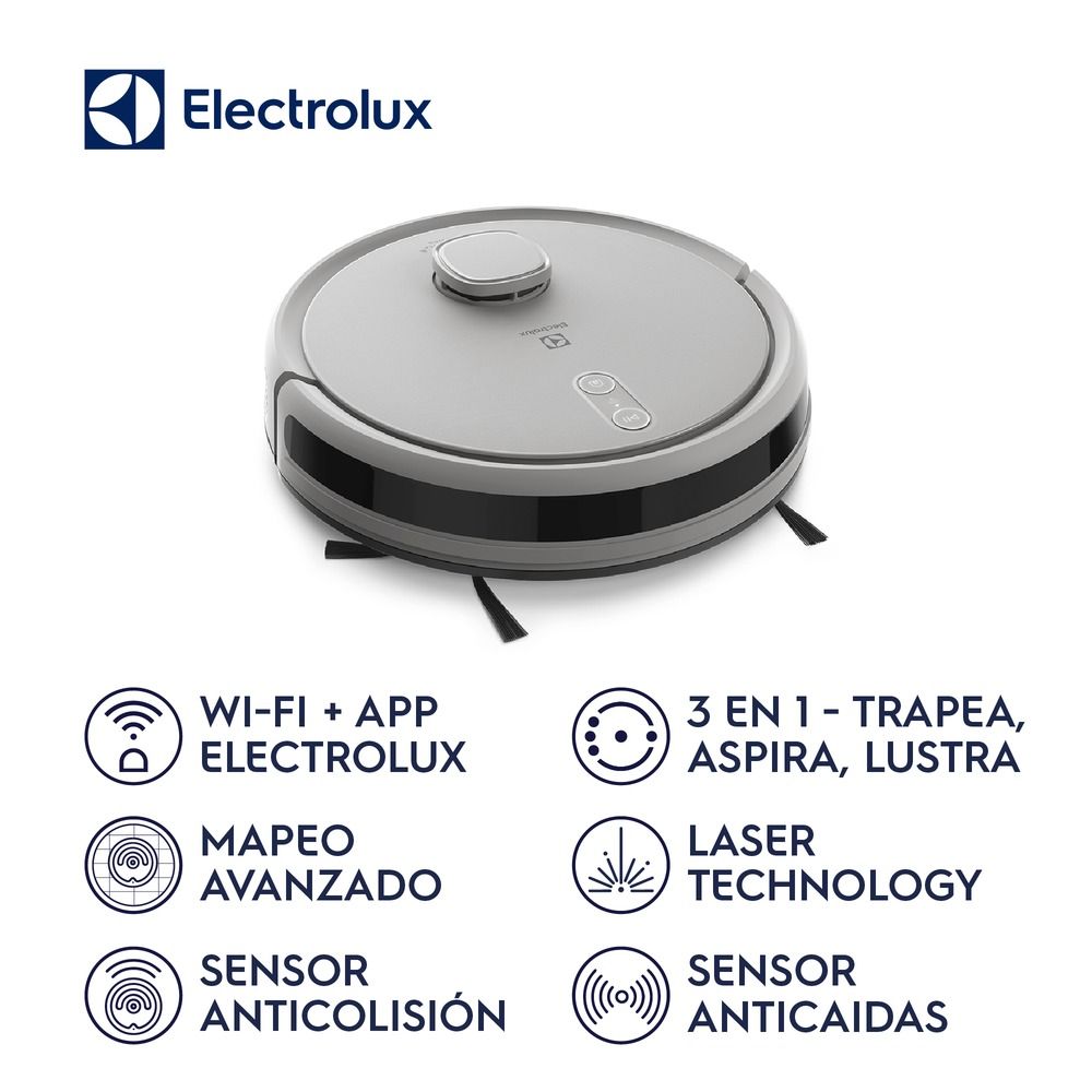 Imagen 2 del producto Aspiradora robot 3 en 1 Electrolux ERB62, Wi-Fi, mapeo láser, aspira, barre y trapea
